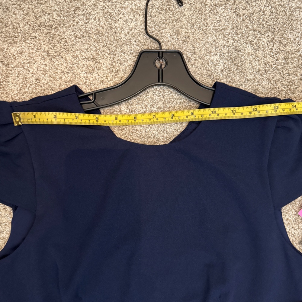 New Betsey Johnson Navy Stretch Ruffle Sheath Pencil Midi Dress Size 6 NWT - Picture 14 of 14